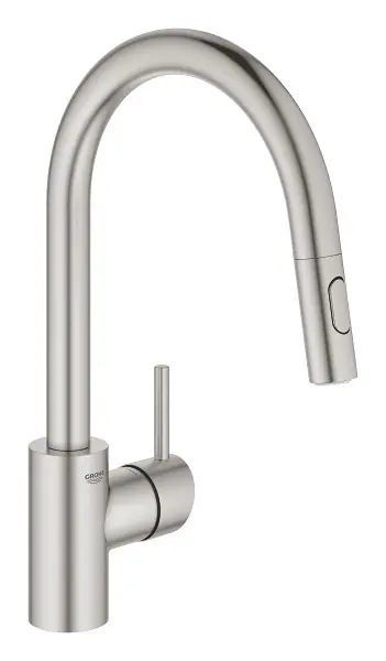 CONCETTO Mitigeur monocommande pour évier avec douchette extractible 2 jets, Inox brossé (G-31483dc2)