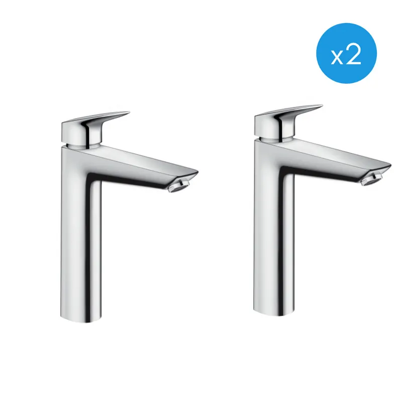 Logis Lot de 2 Mitigeurs de lavabo XL avec ComfortZone 190, Chrome (71091000-DUO)