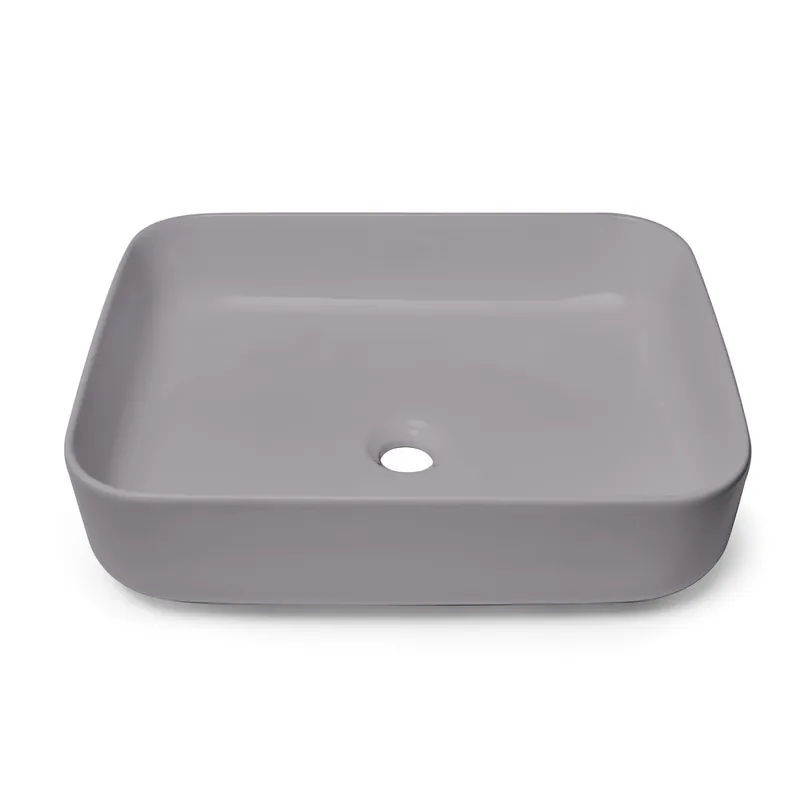 Set Vasque Infinitio à poser 50x39 cm + Bonde, Gris mat (SATINF5039LGRM-SET_BP)