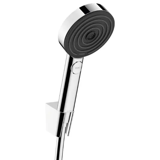 Pulsify Select Set de Douchette à main XXL Performance 105mm + Flexible de douche 160cm + Support mural, Chrome (24303000)