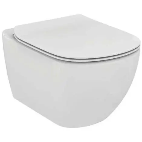Cuvette Suspendue sans bride + Abattant Soft Close, Blanc (TesiRimless)