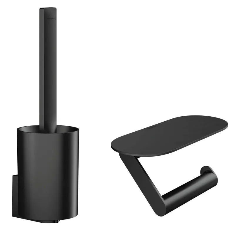 WallStoris Ensemble d‘accessoires pour les toilettes, Noir mat (27969670)