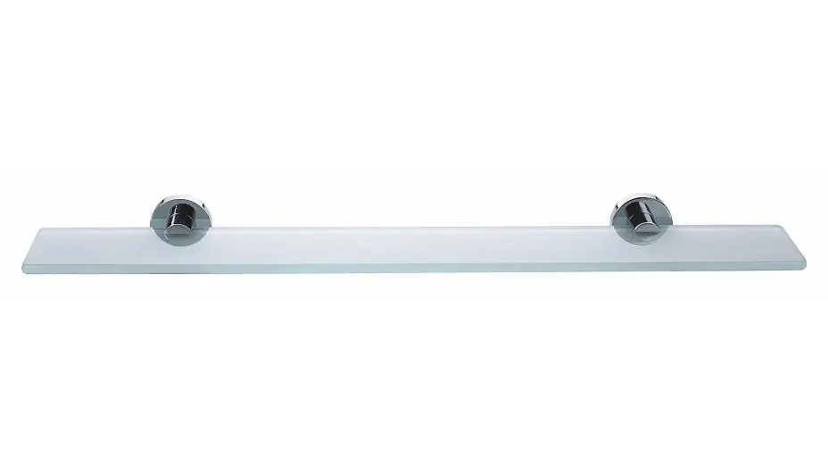 Smooz Tablette en verre installation facile sans perçage, métal chromé (40326-00000)