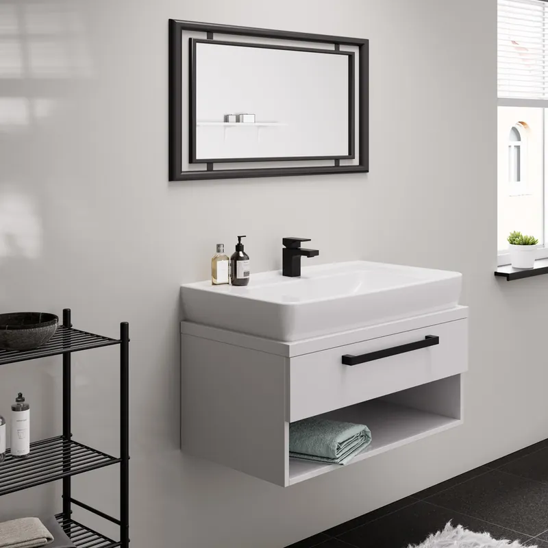 Vernis Shape Mitigeur de lavabo, avec cartouche en céramique, avec tirette et vidage synthétique, Noir mat (71593670)