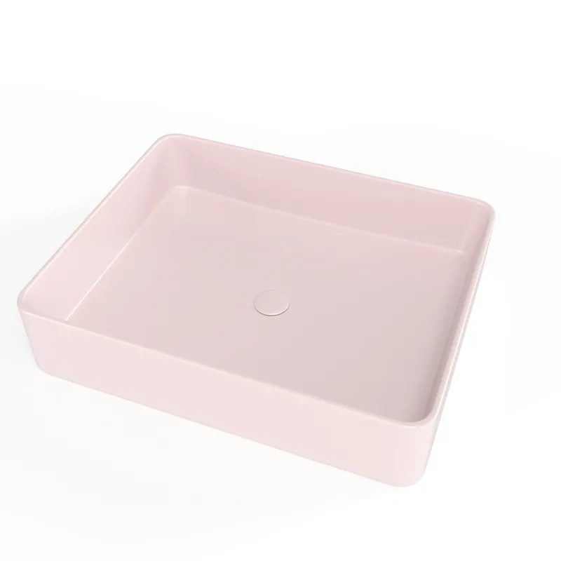 Set Vasque Infinitio à poser 50 x 40 x 11 cm + Bonde, Rose mat (SATINF5040PM-SET_BP)