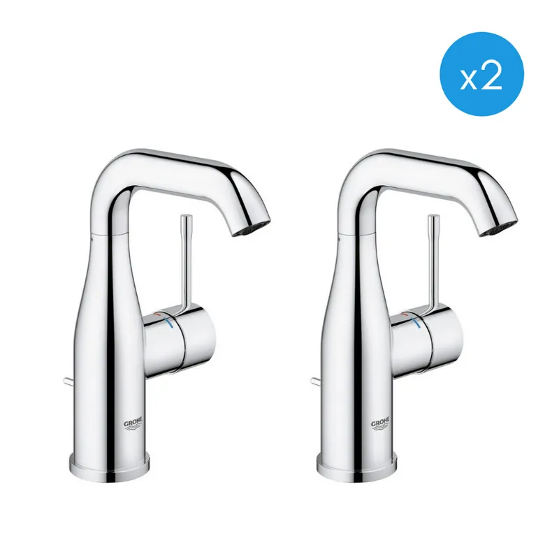 Essence Lot de 2 Mitigeurs monocommande 1/2" Lavabo Taille M chrome (23462001-DUO)