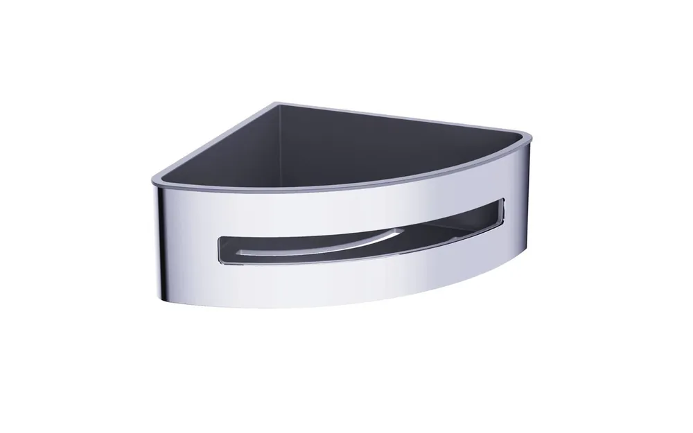 Panier d‘angle pour la douche en acier inoxydable 16,5cm, Chrome et Noir (SATDPOLROHCHC)