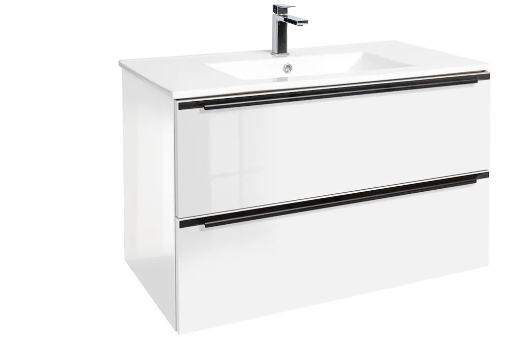 Meuble de salle de bain avec vasque Naturel Nobia 90x60x46 cm blanc brillant (NOBIA90ZBL)