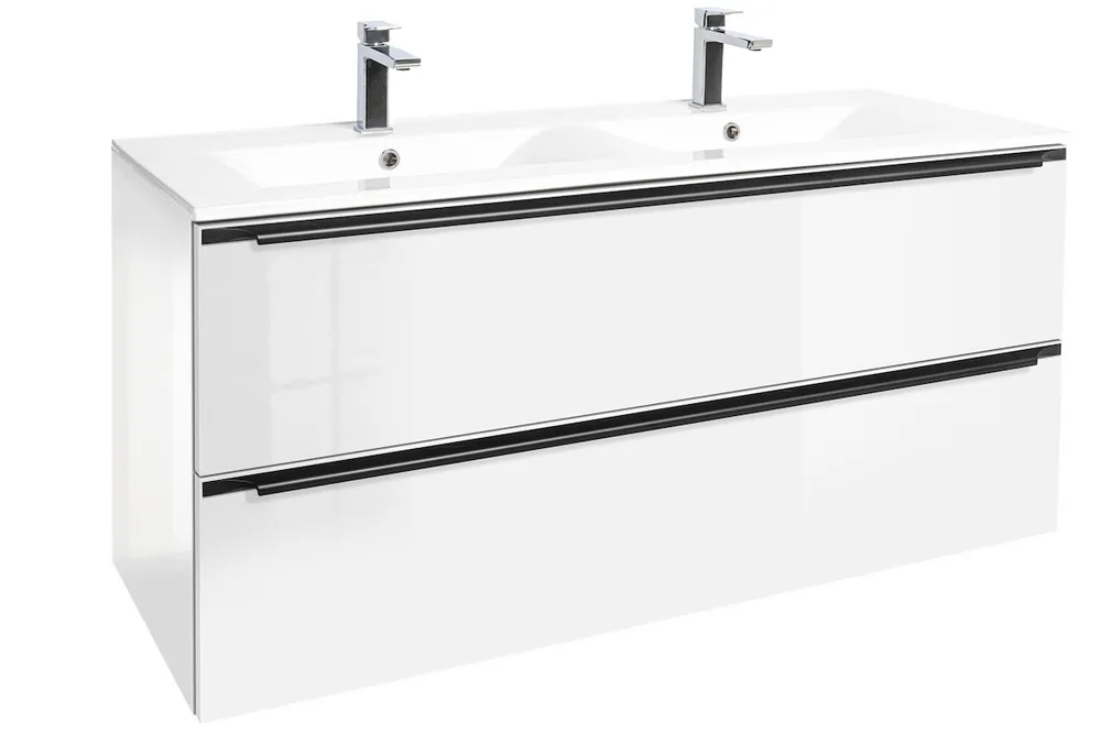 Meuble de salle de bain avec double vasque Naturel Nobia 120x60x46 cm blanc brillant (NOBIA120ZBL)