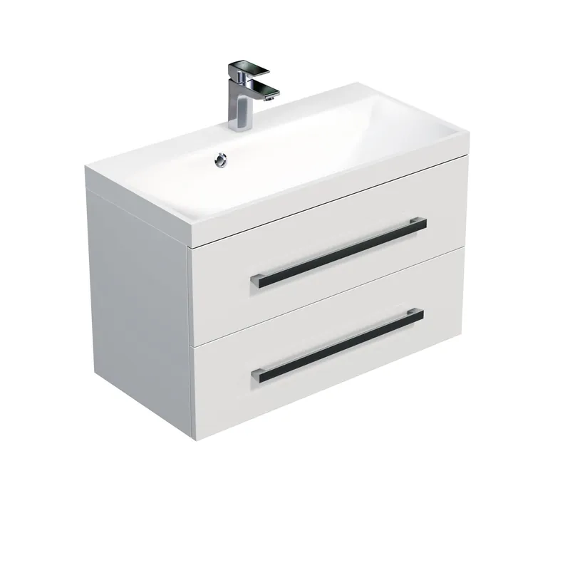 Meuble de salle de bain avec lavabo Naturel Cube Way 80x40 cm blanc brillant (CUBE280ZBL)