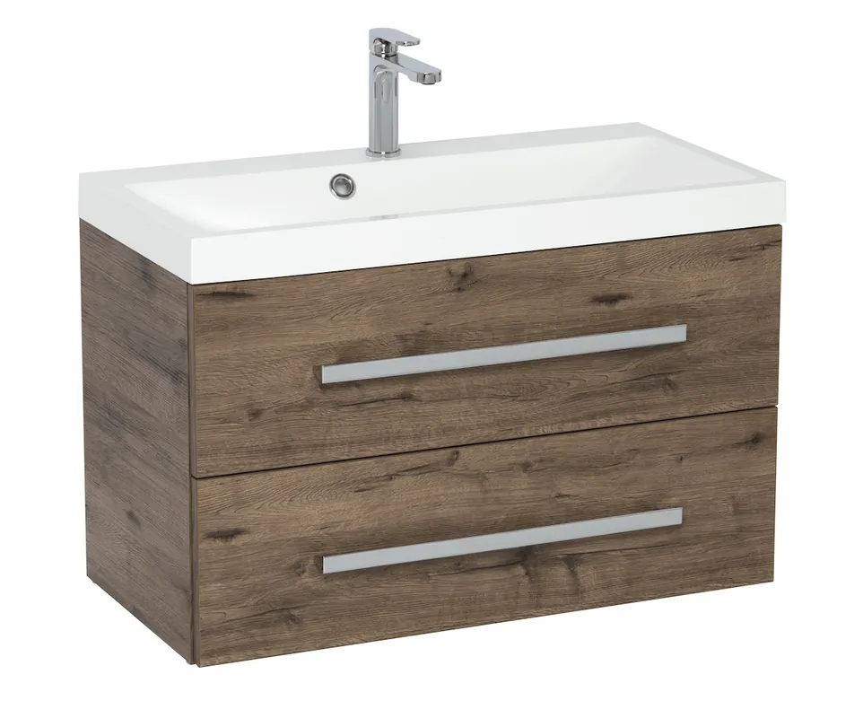 Meuble de salle de bain avec lavabo Naturel Cube Way 80x40 cm chêne Wellington (CUBE280ZDW)