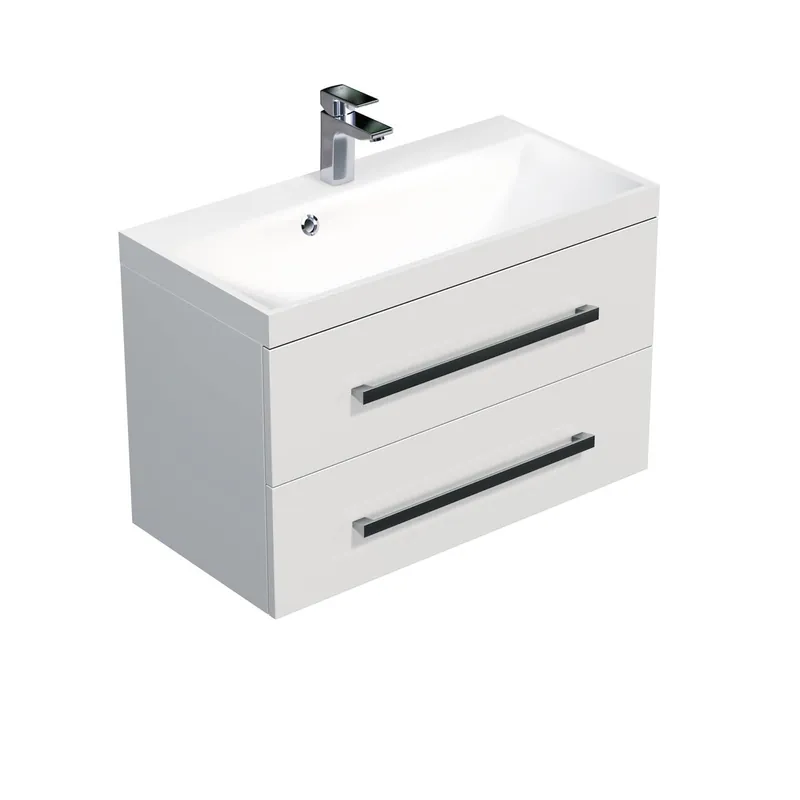 Meuble de salle de bain Naturel Cube Way 80x40 cm blanc brillant (CUBE280ZBL)(CUBE280ZBLBU)