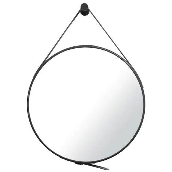 Miroir de salle de bain rond 50 cm avec cadre noir Naturel (ZREM50C)