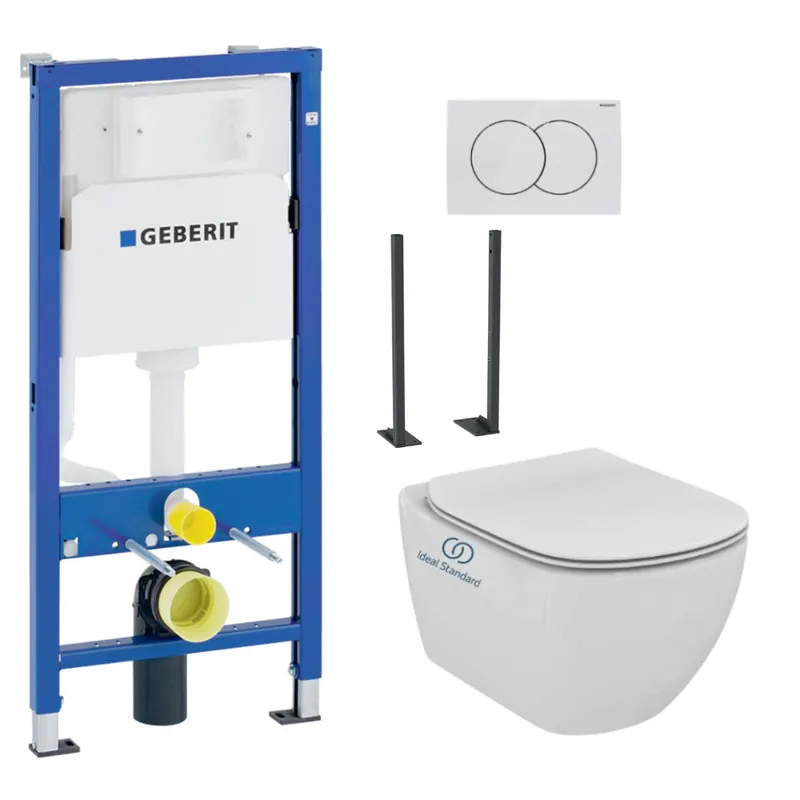 Pack WC Bati-support Geberit autoportant DUOFIX + WC suspendu Ideal Standard TESI AquaBlade sans bride + Abattant slim softclose