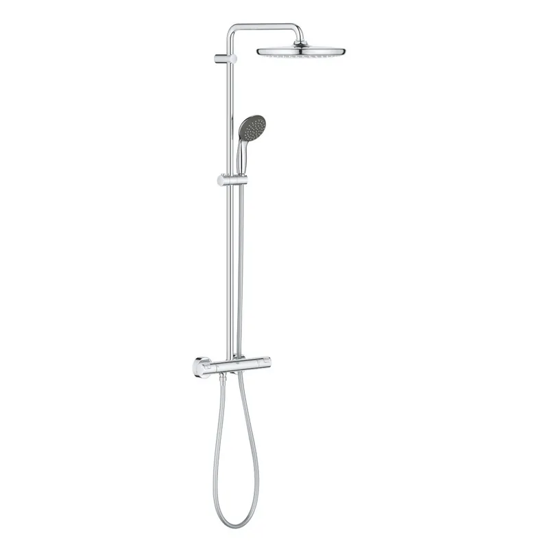 Vitalio Start Colonne de douche Ecojoy avec mitigeur thermostatique, douche de tête 250 mm, douchette 2 jets, Chrome (26816000)