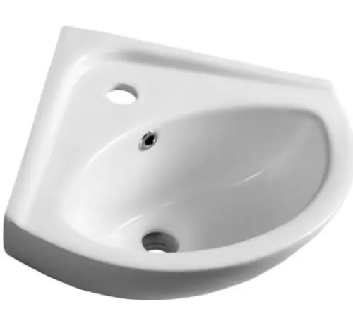 Lavabo d’angle Sapho Luigi 34x34 cm trou de batterie, avec débordement (FS161)
