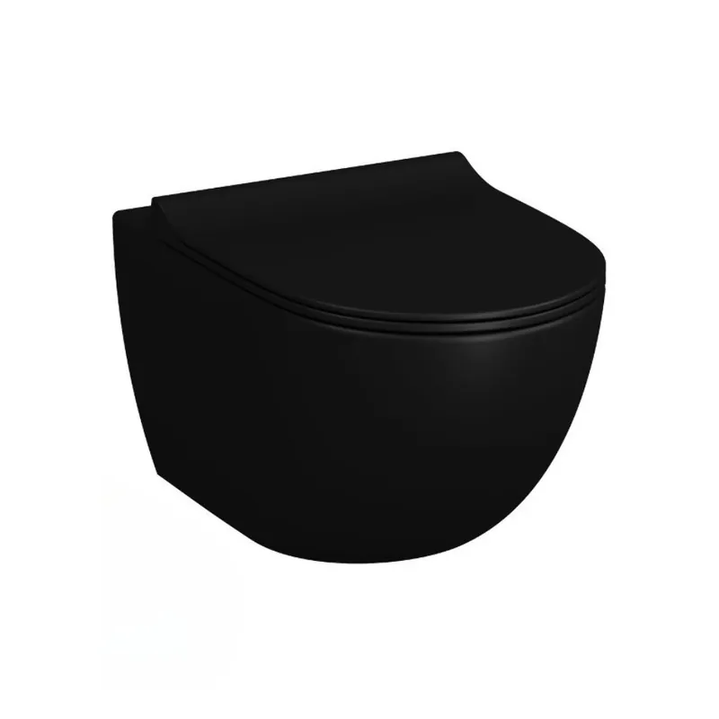 WC suspendu sans bride SAT Infinitio avec abattant softclose, Noir mat (SATINF011RREXPBKM)