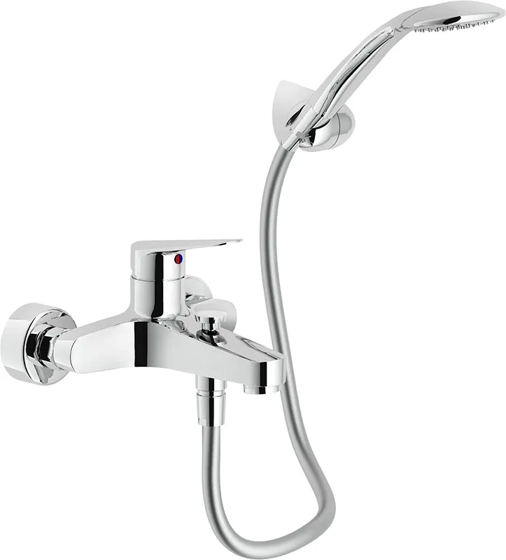 Blues Mitigeur monocommande bain-douche mural + Douchette à 1 jet et flexible 150 cm, Chrome (BS101110CR)