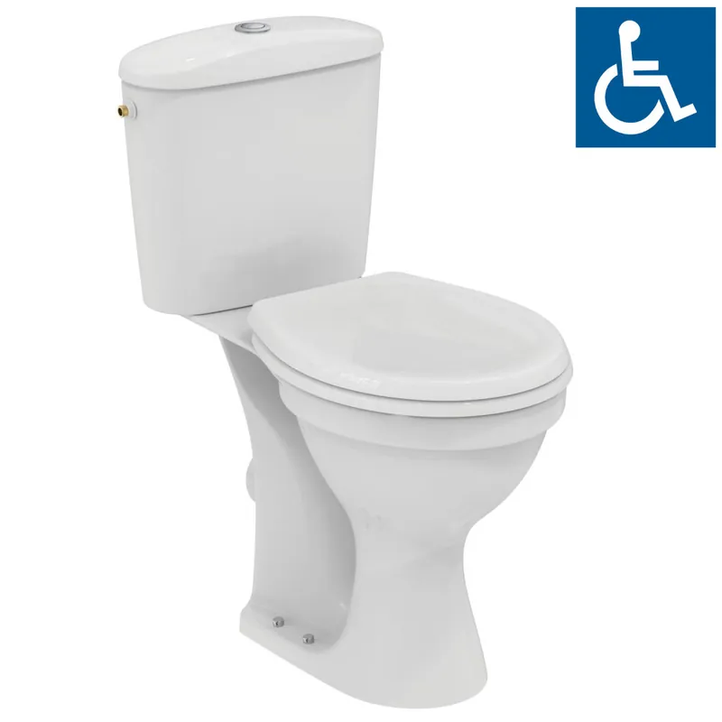 Astor 2 - Pack WC à poser PMR sans bride et surélevé + Abattant avec frein de chute (R038101)