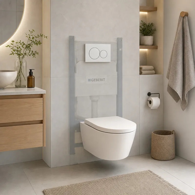 Pack Bati-support Geberit 112cm + WC sans bride Swiss Aqua Technologies + Plaque blanche + Set d‘isolation (SATrimlessGeb3SET)