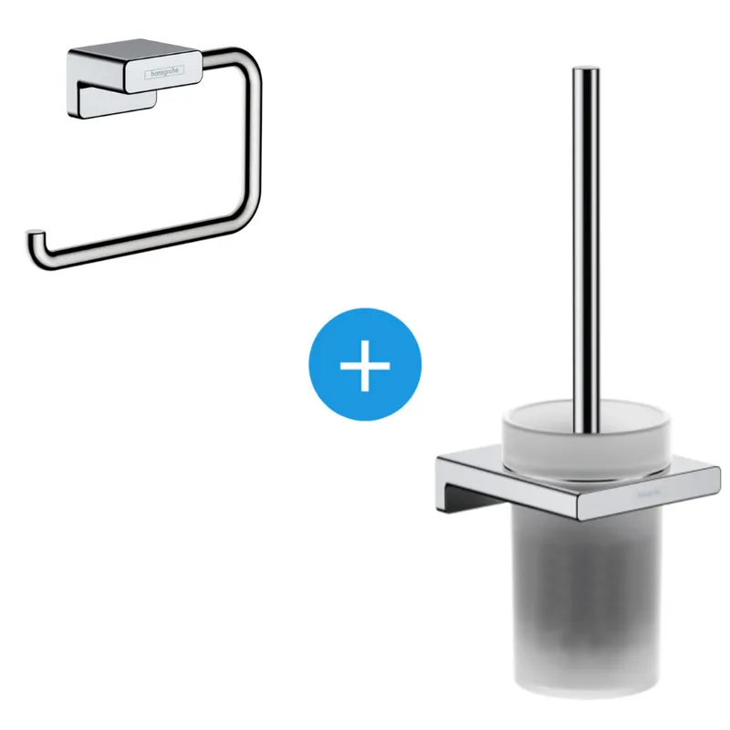 AddStoris Set Brosse de toilette murale + Porte-papier toilette mural , Chrome (41771000-Addstoris)