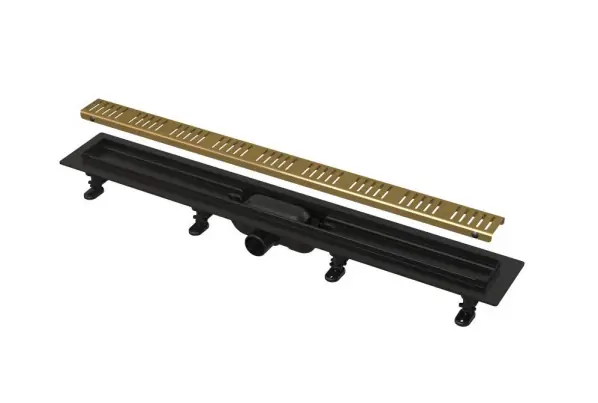 Simple - Drain de douche avec bord pour grilles perforées (APZ10BLACK-750BRASS)