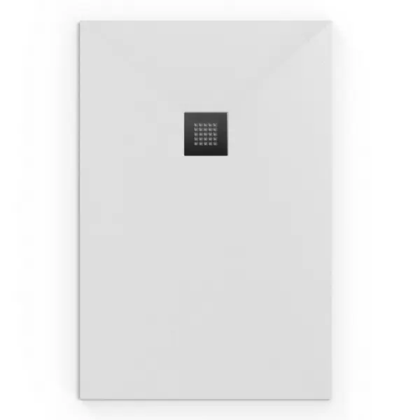 Alek Receveur de douche rectangulaire 100x90 cm avec siphon, en marbre coulé, Blanc (SATALEK10090B-S)