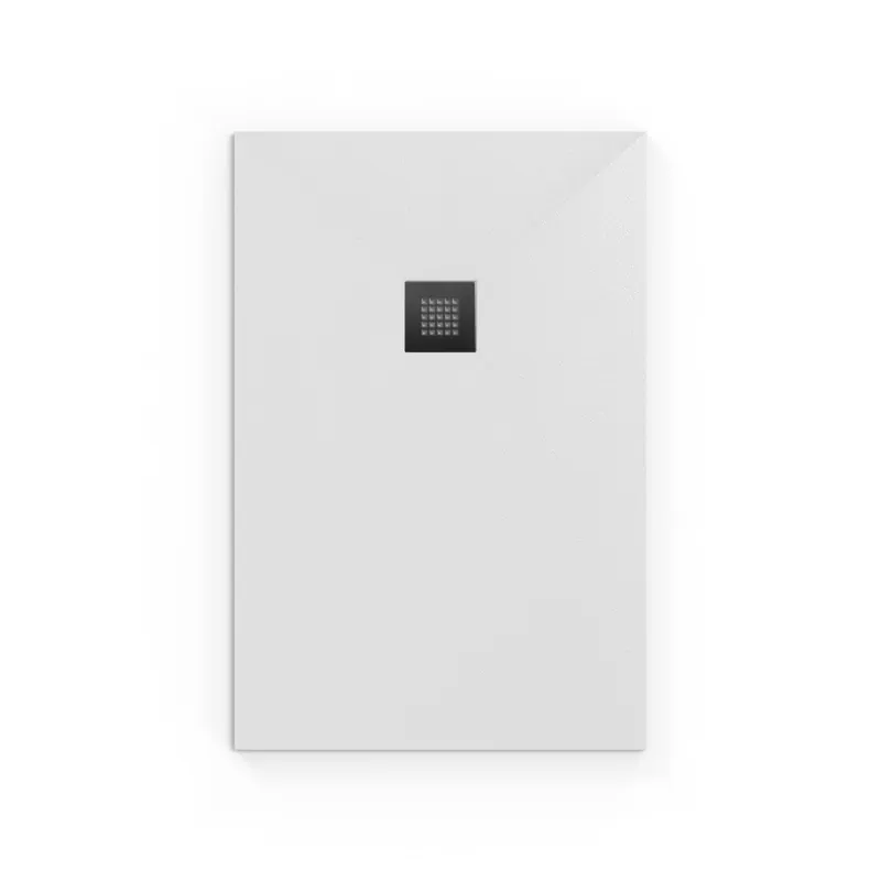 Alek Receveur de douche rectangulaire 120x80cm avec siphon, en marbre coulé, Blanc (SATALEK12080B-S)