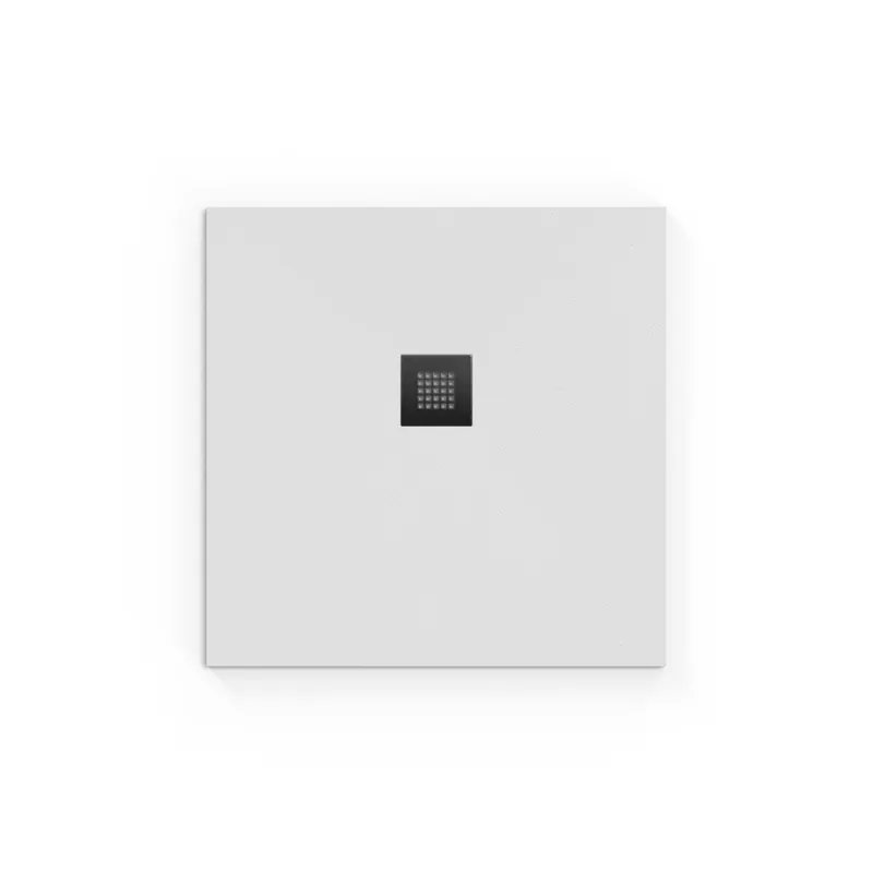 Alek Receveur de douche carré 80x80cm avec siphon, en marbre coulé, Blanc (SATALEK80QB-S)