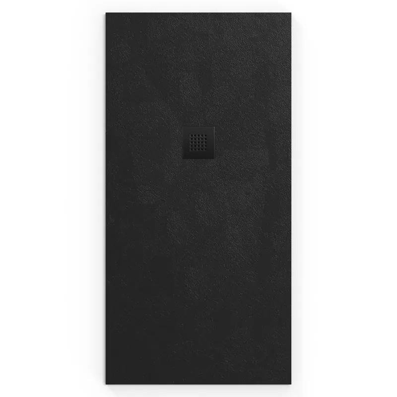 B-Way Receveur rectangulaire 160x80cm avec siphon, en marbre coulé, Noir (SATALEK16080-S)