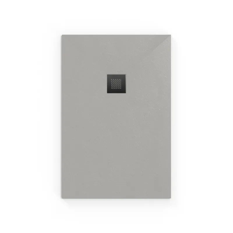 Alek Receveur de douche rectangulaire 140x80cm avec siphon, en marbre coulé, Gris (SATALEK14080S-S)