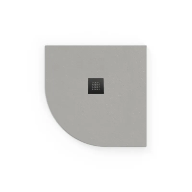 Alek Receveur de douche quart de rond 80x80cm avec siphon, marbre coulé, Gris (SATALEK80SS-S)