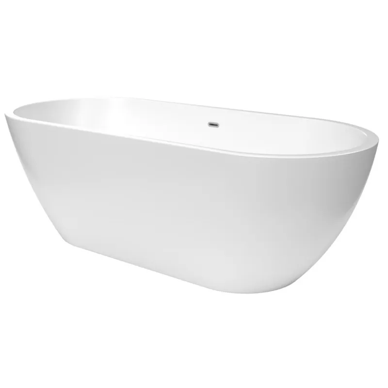 Dua 170 x 75 cm Baignoire îlot en acrylique + Siphon, sans pieds, blanc (SATDUA1700)