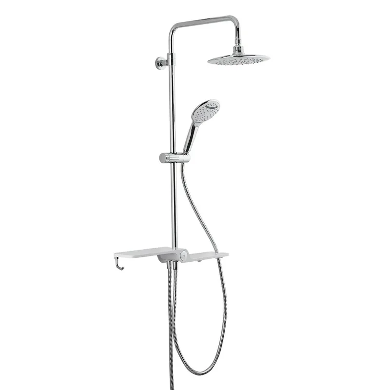 Colonne de douche avec tête de douche et douchette 3 fonctions, Chrome (SATPIPE)