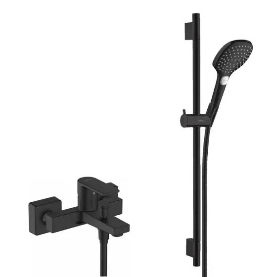 Raindance Set de douche avec mitigeur monocommande + Douchette à main XXL 3 jets, Noir mat (71450670-Raindance)