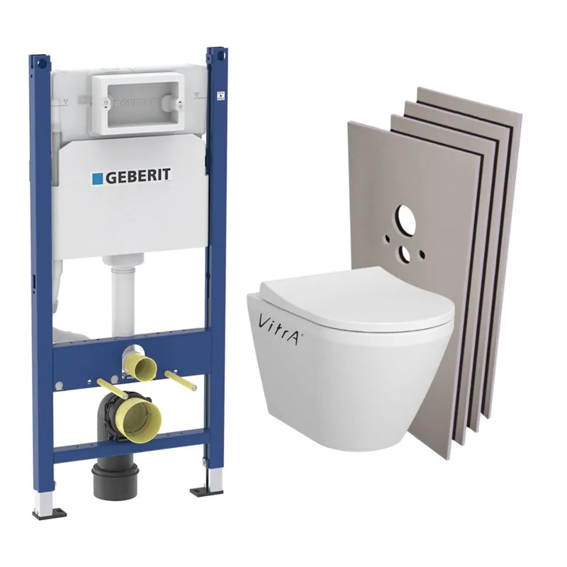 Pack Bati-support Geberit Duofix 112cm + WC sans bride Vitra Integra avec fixations invisibles + Abattant softclose + Set habil