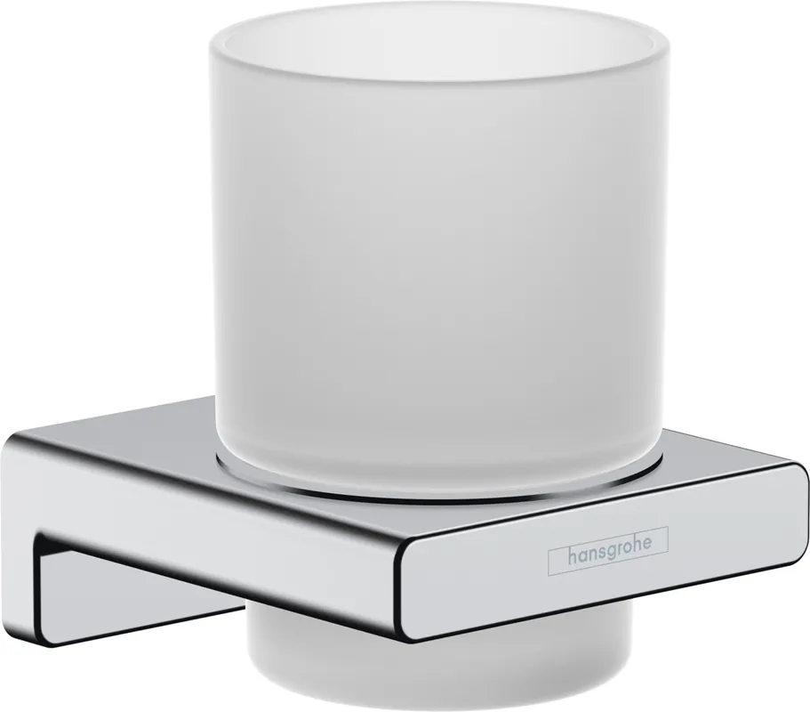 AddStoris verre pour brosse à dents et dentifrice avec support, verre dépoli/chrome (41749000)