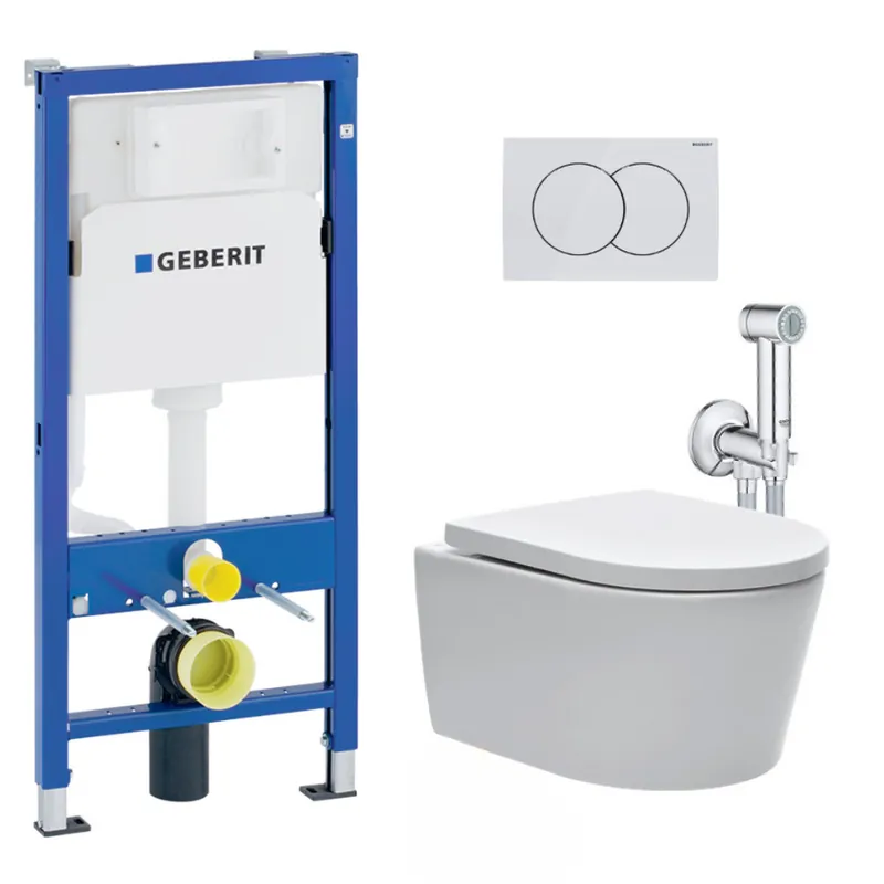 Pack WC Bati-support Geberit Duofix + WC sans bride SAT