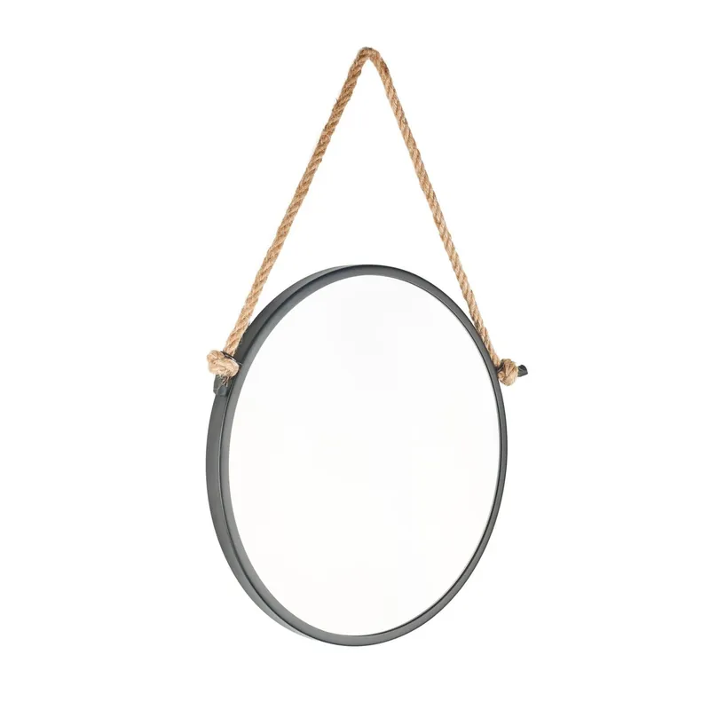 Miroir de salle de bain rond 40 cm avec cadre noir Naturel (ZLAN40C)