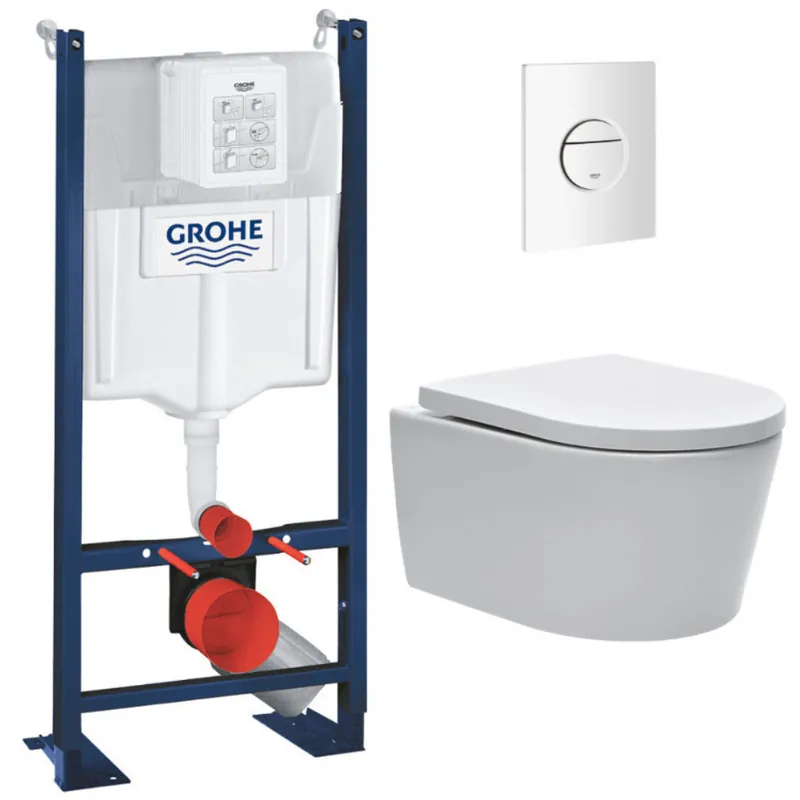 Pack WC Rapid SL autoportant + WC sans bride SAT, fixations cachées + Plaque Nova