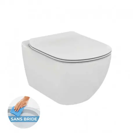 TESI - Cuvette AquaBlade sans bride + abattant ultra-fin avec frein de chute (T354601-lm)