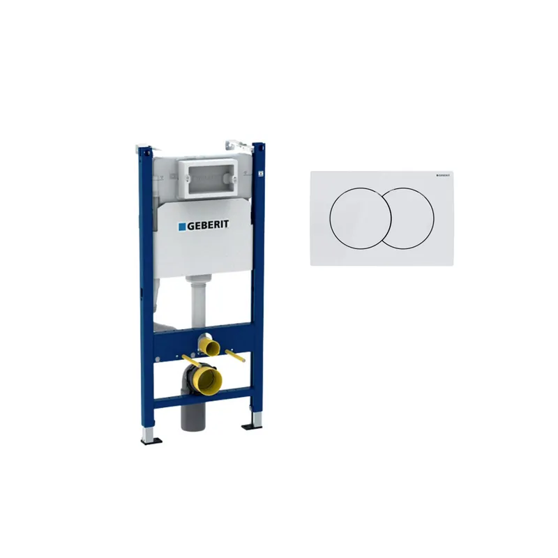 Delta Pack bati-support Geberit Duofix 112cm + plaque de commande blanche Delta20 + fixations murales (111.154.11.1)