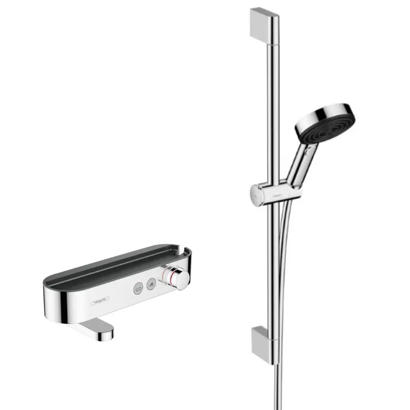 ShowerTablet Select Set Mitigeur Thermostatique douche/bain + Douchette 105mm 3 jets + Flexible douche 160cm + Barre 65cm