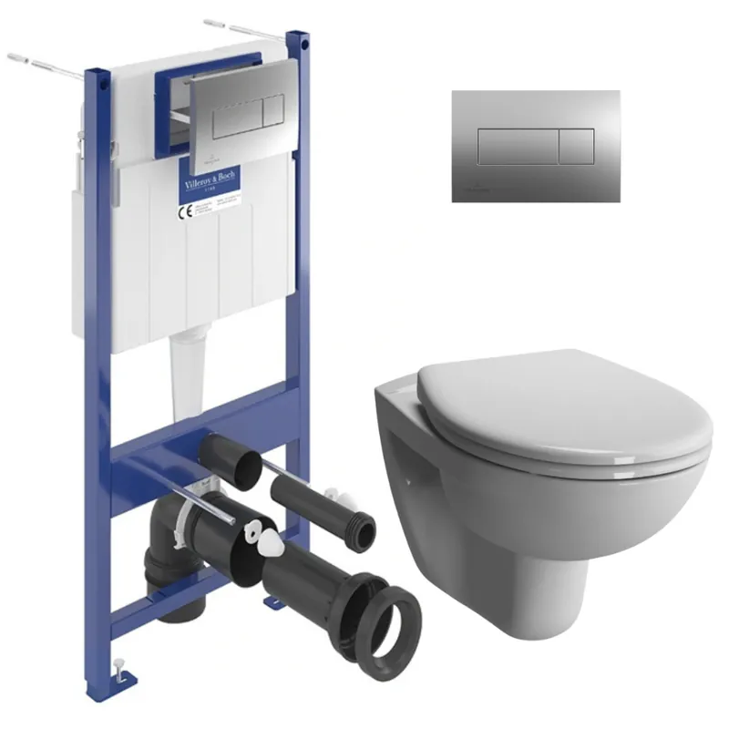 ViConnect Pro S Pack WC Bâti-support + WC sans bride Vitra Normus + Abattant softclose + Plaque (ViConnectNormusRimless-1)