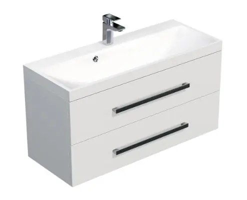 Meuble de salle de bain avec vasque Naturel Cube Way 100x40 cm blanc brillant (CUBE2100ZBL)