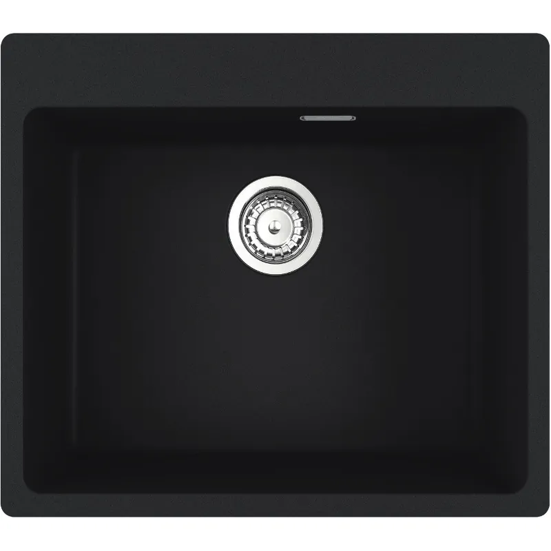 Maris MRG 610-54 Evier à encastrer 59x50cm, avec bonde et siphon gain de place, en Fragranit+, Noir mat