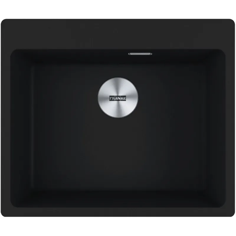 Maris MRG 610-54 Evier à encastrer 59x50cm, avec bonde et siphon gain de place, en Fragranit+, Noir mat + Cache bonde