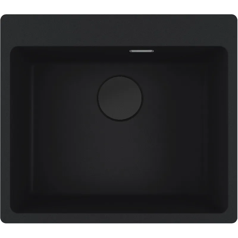 Maris MRG 610-54 Evier à encastrer 59x50cm, avec bonde et siphon gain de place, en Fragranit+, Noir mat + Cache bonde