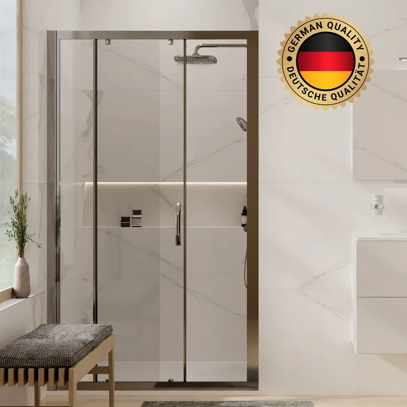 Pack Porte coulissante 120cm + Receveur Satalek 120x90cm, Blanc (Huppe1-12090WH)