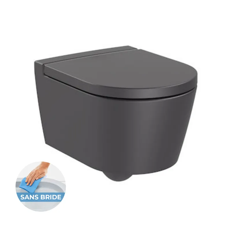 Inspira Ensemble Cuvette suspendue compacte sans bride + Abattant soft close, Onyx (SetInspiraOnyx)